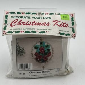 Meri Mac Sequin Christmas Ornament Kit Styrofoam Beaded Vintage NEW Red Green